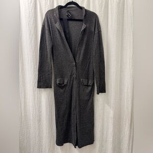 LANVIN River 2009 Women's Long Cardigan Dark Gray Polyamide Blend *Flawed Size M